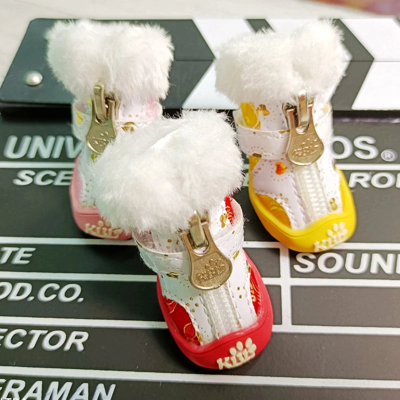Snow Boots Shoes For Pets Dogs New 4pcs/lot Snow Anti-Skidding Small Animals Cat Puppy Boots Foot Wear  Accessories Supplies
