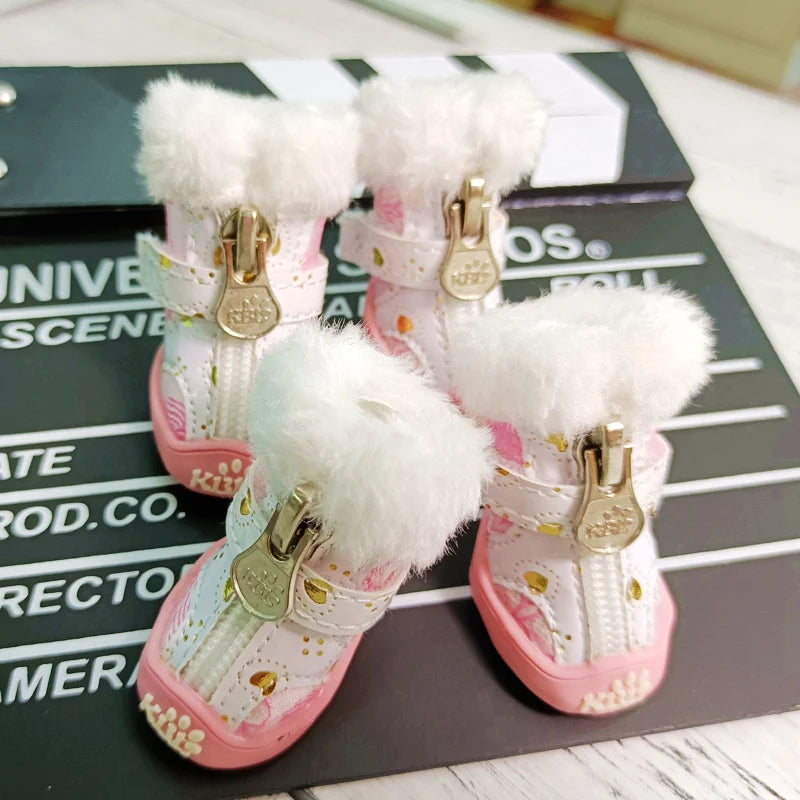 Snow Boots Shoes For Pets Dogs New 4pcs/lot Snow Anti-Skidding Small Animals Cat Puppy Boots Foot Wear  Accessories Supplies