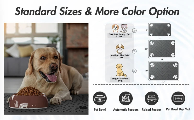 Pet Feeding Dropshipping Pet Placemat for Food and Water Bowl, with Waterproof Rubber Backing, Quick Dry Water Mat for Dog Cat
