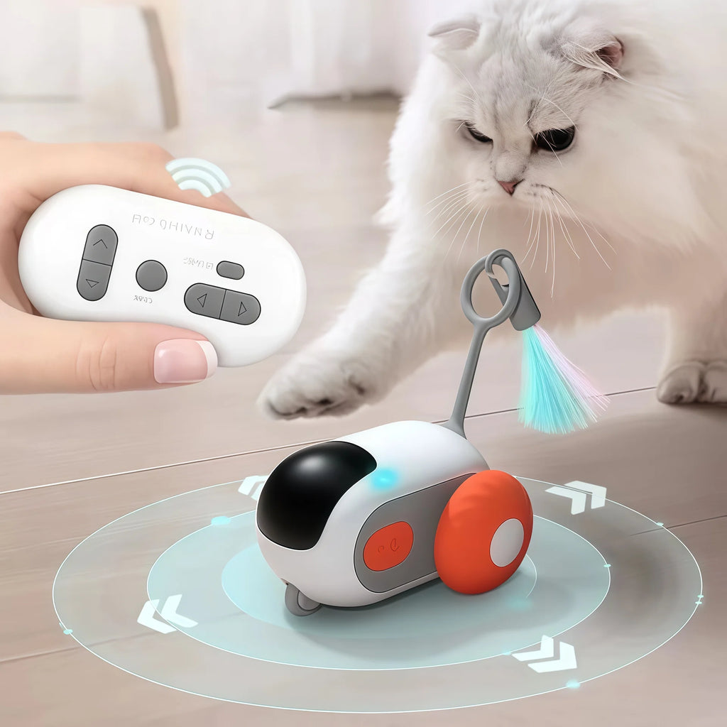 Smart Car Cat Toy Interactive Cat Toy Ball Automatic Rolling Remote Control Toy Car Indoor Cat Accessories Pet Kitten Supplies