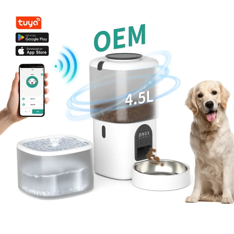 Pet Products Supplier 2 In 1 Pet Water Drinking Fountain Dog Food Bowl Wifi Smart Automatic Cat Pet Feeder With Camera
